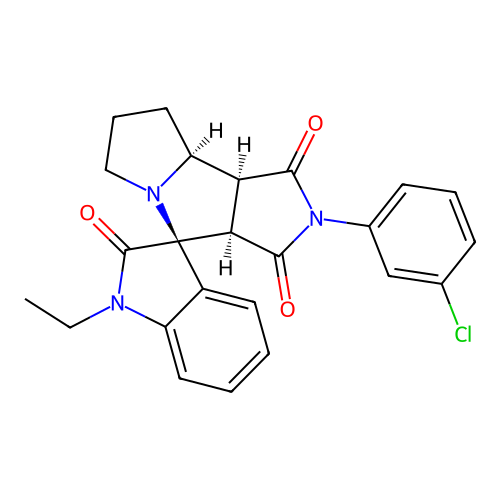 (3aR,4S,8aS,8bS)-2-(3-chlorophenyl)-1'-ethylspiro[3a,6,7,8,8a,8b-hexahydropyrrolo[3,4-a]pyrrolizine-4,3'-indole]-1,2',3-trione structure