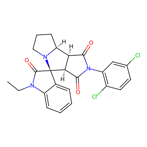 (3aR,4S,8aS,8bS)-2-(2,5-dichlorophenyl)-1'-ethylspiro[3a,6,7,8,8a,8b-hexahydropyrrolo[3,4-a]pyrrolizine-4,3'-indole]-1,2',3-trione structure