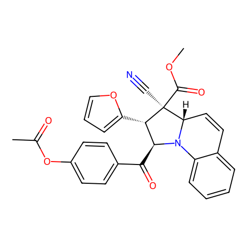 (1R,2R,3R,3aS)-methyl 1-(4-acetoxybenzoyl)-3-cyano-2-(furan-2-yl)-1,2,3,3a-tetrahydropyrrolo[1,2-a]quinoline-3-carboxylate structure