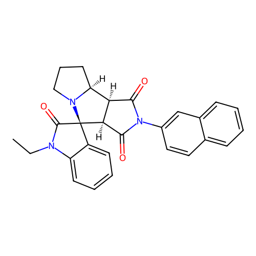 (3aR,4S,8aS,8bS)-1'-ethyl-2-naphthalen-2-ylspiro[3a,6,7,8,8a,8b-hexahydropyrrolo[3,4-a]pyrrolizine-4,3'-indole]-1,2',3-trione structure