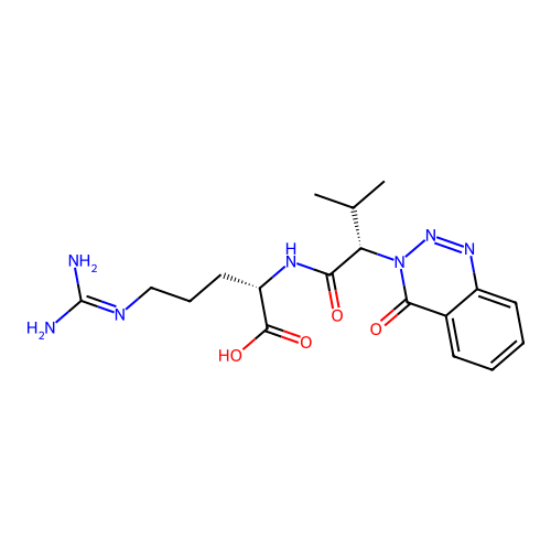 N~2~-[(2S)-3-methyl-2-(4-oxo-1,2,3-benzotriazin-3(4H)-yl)butanoyl]-L-arginine structure