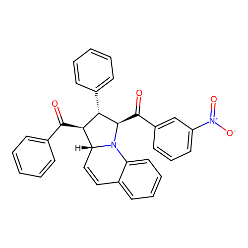 ((1S,2R,3S,3aR)-3-benzoyl-2-phenyl-1,2,3,3a-tetrahydropyrrolo[1,2-a]quinolin-1-yl)(3-nitrophenyl)methanone structure