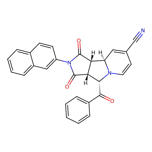 (3aR,4S,9aR,9bS)-2-(naphthalen-2-yl)-1,3-dioxo-4-(phenylcarbonyl)-2,3,3a,4,9a,9b-hexahydro-1H-pyrrolo[3,4-a]indolizine-8-carbonitrile structure