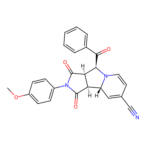 (3aR,4S,9aR,9bS)-2-(4-methoxyphenyl)-1,3-dioxo-4-(phenylcarbonyl)-2,3,3a,4,9a,9b-hexahydro-1H-pyrrolo[3,4-a]indolizine-8-carbonitrile structure