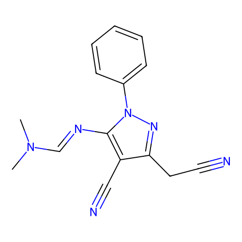 Formamidine, N'-(4-cyano-3-cyanomethyl-1-phenylpyrazol-5-yl)-N,N-dimethyl- structure