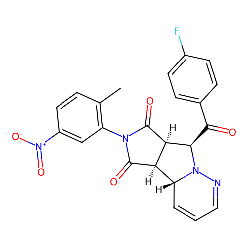 (4aR,4bS,7aR,8S)-8-(4-fluorobenzoyl)-6-(2-methyl-5-nitrophenyl)-7a,8-dihydro-4aH-pyrrolo[3',4':3,4]pyrrolo[1,2-b]pyridazine-5,7(4bH,6H)-dione structure