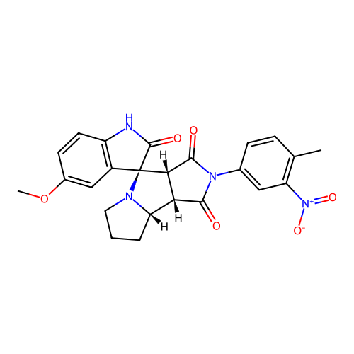 (3S,3'aR,8'aS,8'bS)-5-methoxy-2'-(4-methyl-3-nitrophenyl)spiro[1H-indole-3,4'-3a,6,7,8,8a,8b-hexahydropyrrolo[3,4-a]pyrrolizine]-1',2,3'-trione structure