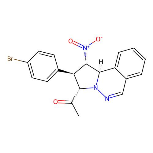 1-[(1S,2R,3S,10bR)-2-(4-bromophenyl)-1-nitro-1,2,3,10b-tetrahydropyrrolo[2,1-a]phthalazin-3-yl]ethanone structure