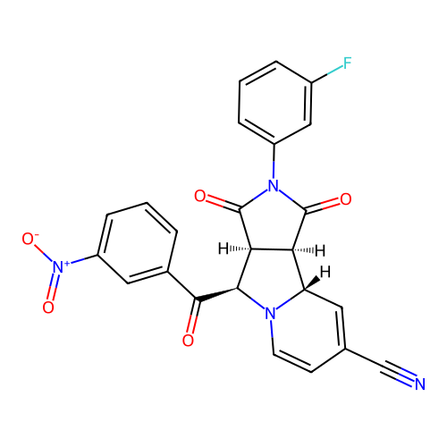 (3aS,4R,9aS,9bR)-2-(3-fluorophenyl)-4-(3-nitrobenzoyl)-1,3-dioxo-2,3,3a,4,9a,9b-hexahydro-1H-pyrrolo[3,4-a]indolizine-8-carbonitrile structure