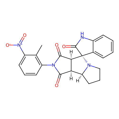 (3S,3'aR,8'aS,8'bS)-2'-(2-methyl-3-nitrophenyl)spiro[1H-indole-3,4'-3a,6,7,8,8a,8b-hexahydropyrrolo[3,4-a]pyrrolizine]-1',2,3'-trione structure