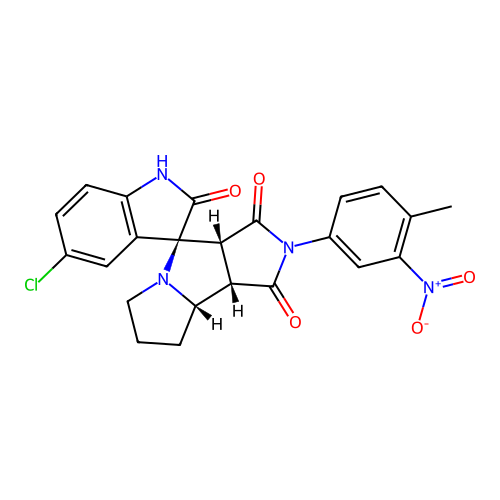 (3S,3'aR,8'aS,8'bS)-5-chloro-2'-(4-methyl-3-nitrophenyl)spiro[1H-indole-3,4'-3a,6,7,8,8a,8b-hexahydropyrrolo[3,4-a]pyrrolizine]-1',2,3'-trione structure