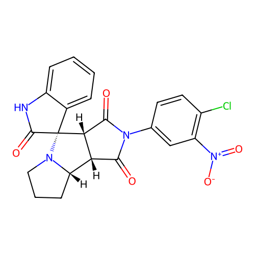 (3S,3'aR,8'aS,8'bS)-2'-(4-chloro-3-nitrophenyl)spiro[1H-indole-3,4'-3a,6,7,8,8a,8b-hexahydropyrrolo[3,4-a]pyrrolizine]-1',2,3'-trione structure