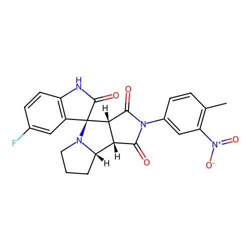 (3S,3'aR,8'aS,8'bS)-5-fluoro-2'-(4-methyl-3-nitrophenyl)spiro[1H-indole-3,4'-3a,6,7,8,8a,8b-hexahydropyrrolo[3,4-a]pyrrolizine]-1',2,3'-trione structure