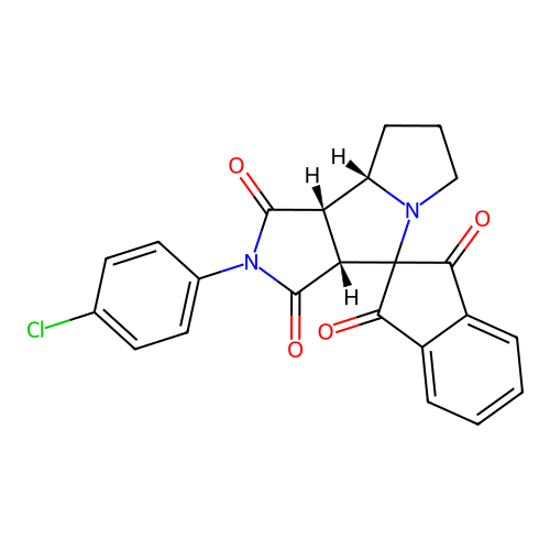 (3a'R,8a'S,8b'S)-2'-(4-chlorophenyl)-3a',6',7',8',8a',8b'-hexahydro-1'H-spiro[indene-2,4'-pyrrolo[3,4-a]pyrrolizine]-1,1',3,3'(2'H)-tetrone structure