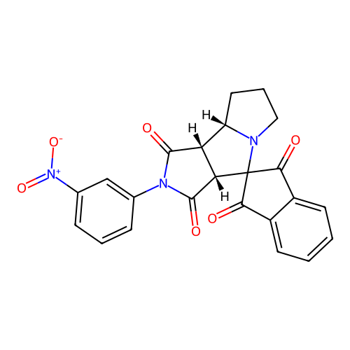 (3a'R,8a'S,8b'S)-2'-(3-nitrophenyl)-3a',6',7',8',8a',8b'-hexahydro-1'H-spiro[indene-2,4'-pyrrolo[3,4-a]pyrrolizine]-1,1',3,3'(2'H)-tetrone structure
