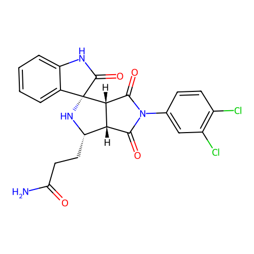 3-((1'R,3'S,3a'S,6a'R)-5'-(3,4-dichlorophenyl)-2,4',6'-trioxo-3',3a',4',5',6',6a'-hexahydro-2'H-spiro[indoline-3,1'-pyrrolo[3,4-c]pyrrol]-3'-yl)propanamide structure