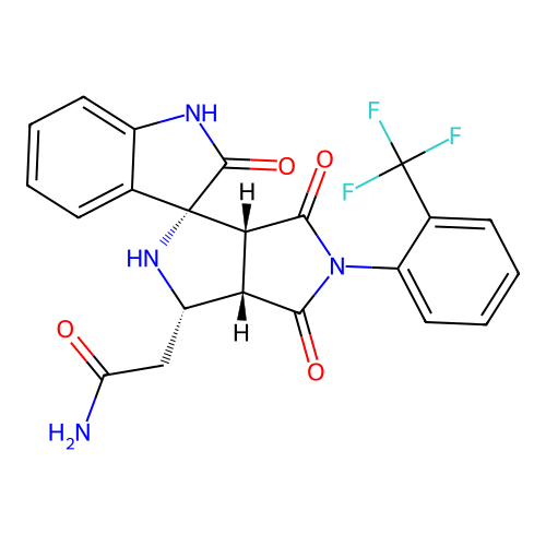 2-((1'R,3'S,3a'S,6a'R)-2,4',6'-trioxo-5'-(2-(trifluoromethyl)phenyl)-3',3a',4',5',6',6a'-hexahydro-2'H-spiro[indoline-3,1'-pyrrolo[3,4-c]pyrrol]-3'-yl)acetamide structure