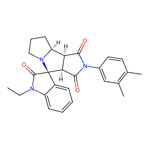 (3aR,4S,8aS,8bS)-2-(3,4-dimethylphenyl)-1'-ethylspiro[3a,6,7,8,8a,8b-hexahydropyrrolo[3,4-a]pyrrolizine-4,3'-indole]-1,2',3-trione structure