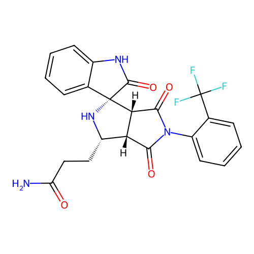 3-((1'R,3'S,3a'S,6a'R)-2,4',6'-trioxo-5'-(2-(trifluoromethyl)phenyl)-3',3a',4',5',6',6a'-hexahydro-2'H-spiro[indoline-3,1'-pyrrolo[3,4-c]pyrrol]-3'-yl)propanamide structure