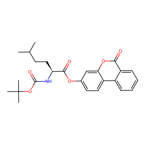6-oxo-6H-benzo[c]chromen-3-yl N-(tert-butoxycarbonyl)-5-methyl-L-norleucinate structure