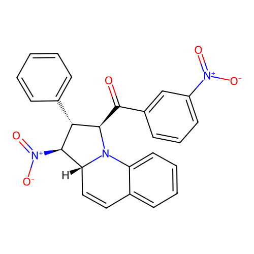 ((1S,2R,3S,3aR)-3-nitro-2-phenyl-1,2,3,3a-tetrahydropyrrolo[1,2-a]quinolin-1-yl)(3-nitrophenyl)methanone structure