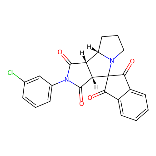 (3a'R,8a'S,8b'S)-2'-(3-chlorophenyl)-3a',6',7',8',8a',8b'-hexahydro-1'H-spiro[indene-2,4'-pyrrolo[3,4-a]pyrrolizine]-1,1',3,3'(2'H)-tetrone structure