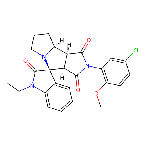 (3aR,4S,8aS,8bS)-2-(5-chloro-2-methoxyphenyl)-1'-ethylspiro[3a,6,7,8,8a,8b-hexahydropyrrolo[3,4-a]pyrrolizine-4,3'-indole]-1,2',3-trione structure