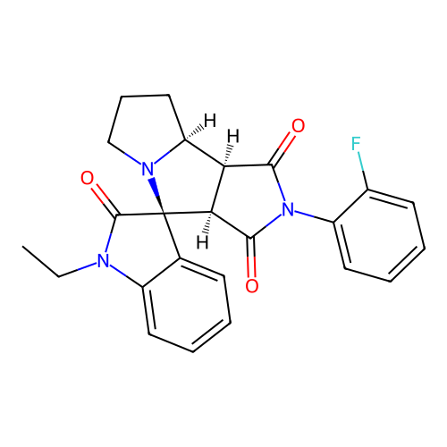 (3aR,4S,8aS,8bS)-1'-ethyl-2-(2-fluorophenyl)spiro[3a,6,7,8,8a,8b-hexahydropyrrolo[3,4-a]pyrrolizine-4,3'-indole]-1,2',3-trione structure