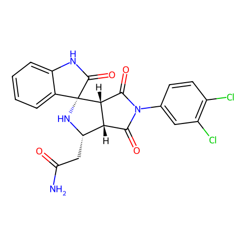 2-((1'R,3'S,3a'S,6a'R)-5'-(3,4-dichlorophenyl)-2,4',6'-trioxo-3',3a',4',5',6',6a'-hexahydro-2'H-spiro[indoline-3,1'-pyrrolo[3,4-c]pyrrol]-3'-yl)acetamide structure