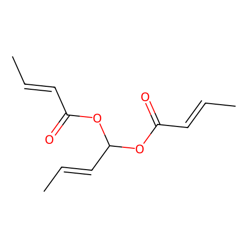 2-Butenoic acid, 2-butenylidene ester, (E,E,E)-(8CI,9CI) structure