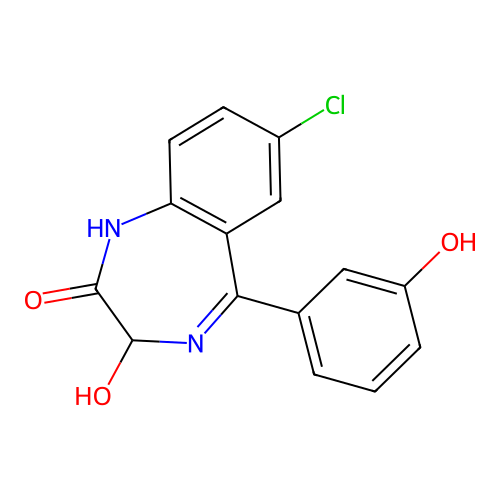 7-Chloro-3-hydroxy-5-(3-hydroxyphenyl)-1,3-dihydro-1,4-benzodiazepin-2-one structure