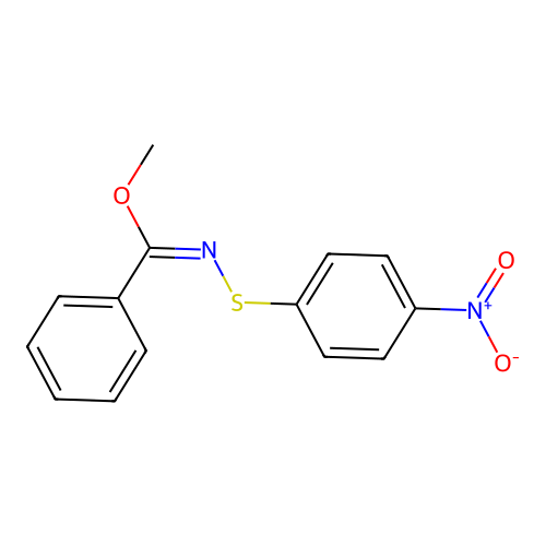 methyl (E)-N-(4-nitrophenyl)sulfanylbenzenecarboximidate structure