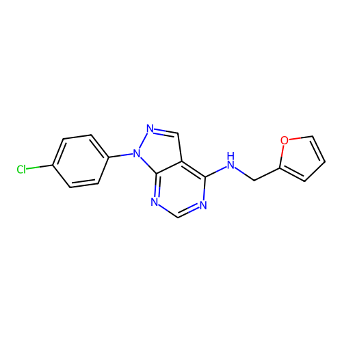 1-(4-chlorophenyl)-N-(furan-2-ylmethyl)-1H-pyrazolo[3,4-d]pyrimidin-4-amine structure