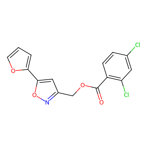 (5-(Furan-2-yl)isoxazol-3-yl)methyl 2,4-dichlorobenzoate structure