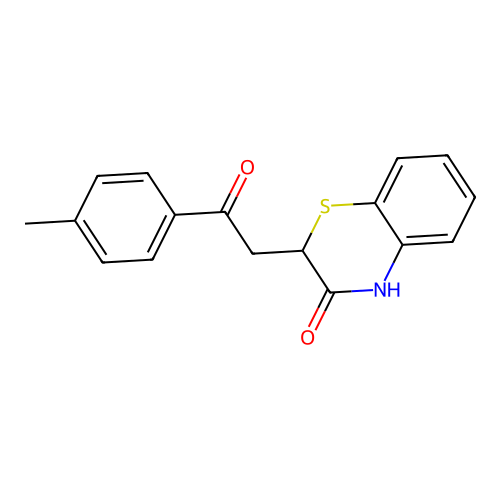 2-[2-(4-methylphenyl)-2-oxoethyl]-4H-1,4-benzothiazin-3-one structure