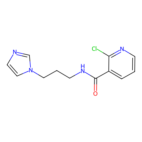 2-chloro-N-[3-(1H-imidazol-1-yl)propyl]pyridine-3-carboxamide structure