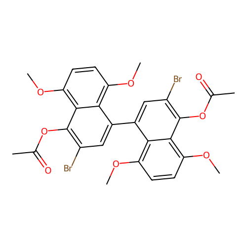4,4'-Diacetoxy-3,3'-dibromo-5,5',8,8'-tetramethoxy-1,1'-binaphthalene structure