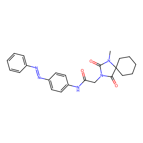 1,3-Diazaspiro[4.5]decane-3-acetamide, 1-methyl-2,4-dioxo-N-[4-(2-phenyldiazenyl)phenyl]- structure