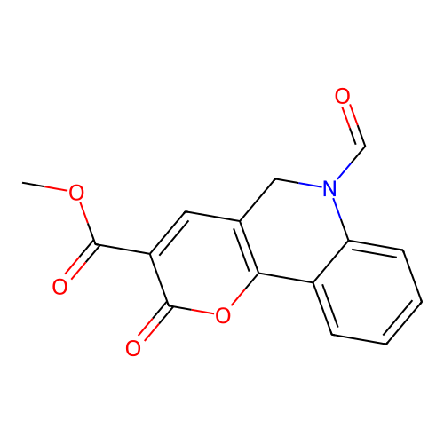 methyl 6-formyl-2-oxo-5H-pyrano[3,2-c]quinoline-3-carboxylate structure