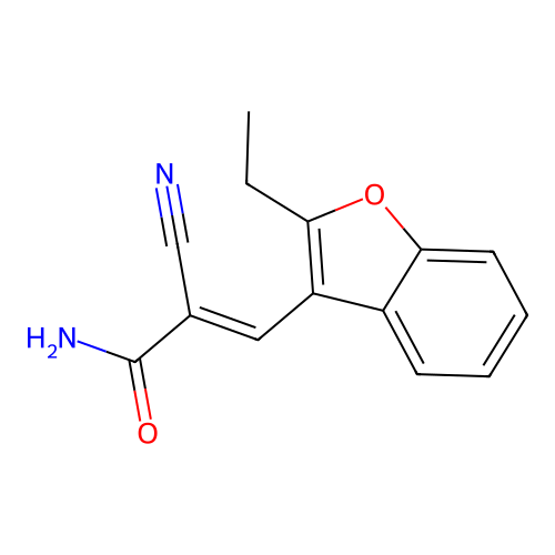 2-Cyano-3-(2-ethyl-1-benzofuran-3-yl)prop-2-enamide structure