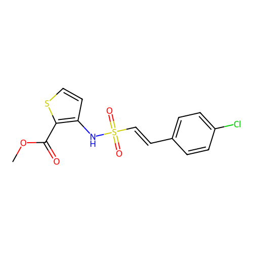 Methyl 3-[2-(4-chlorophenyl)ethenesulfonamido]thiophene-2-carboxylate structure