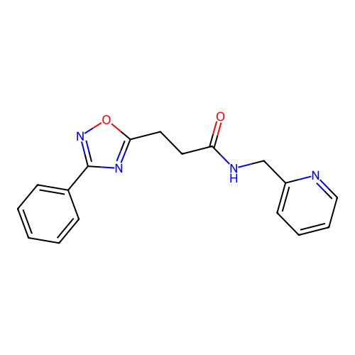 3-(3-phenyl-1,2,4-oxadiazol-5-yl)-N-(pyridin-2-ylmethyl)propanamide structure