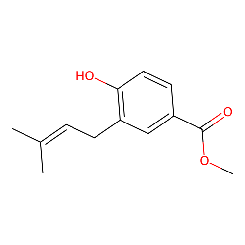 Methyl 4-hydroxy-3-(3'-methyl-2'-butenyl)benzoate structure