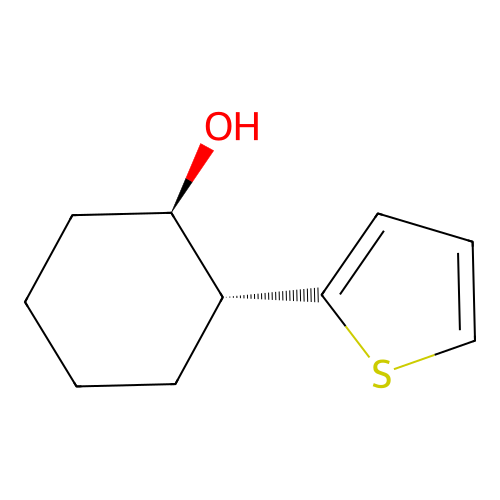 rac-(1R,2R)-2-(thiophen-2-yl)cyclohexan-1-ol structure