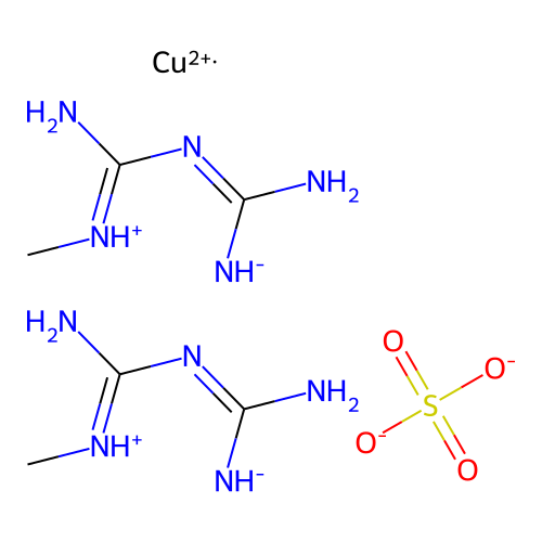 Biguanide, 1-methyl-, copper complex, sulfate, trihydrate structure