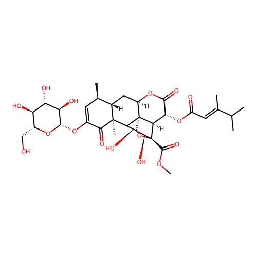 甲基 (1R,2S,3R,6R,8S,9S,13S,15R,16S,17S)-3-[(E)-3,4-二甲基戊-2-烯酰]氧代-15,16-二羟基-9,13-二甲基-4,12-二氧代-11-[(2S,3R,4S,5S,6R)-3,4,5-三羟基-6-(羟基甲基)噁烷-2-基]氧代-5,18-二氧杂五环[12.5.0.01,6.02,17.08,13]十九-10-烯-17-羧酸酯 structure
