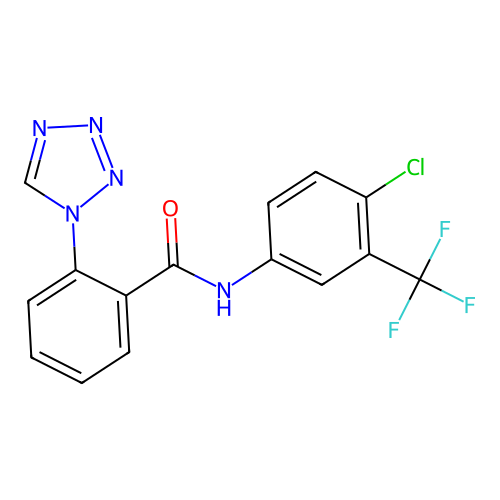 N-[4-chloro-3-(trifluoromethyl)phenyl]-2-(1H-tetrazol-1-yl)benzamide structure