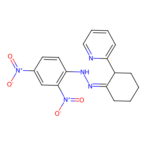 (Z)-2-(2-(2-(2,4-dinitrophenyl)hydrazono)cyclohexyl)pyridine structure