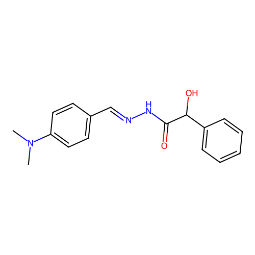 N-[(E)-[4-(dimethylamino)phenyl]methylideneamino]-2-hydroxy-2-phenylacetamide structure