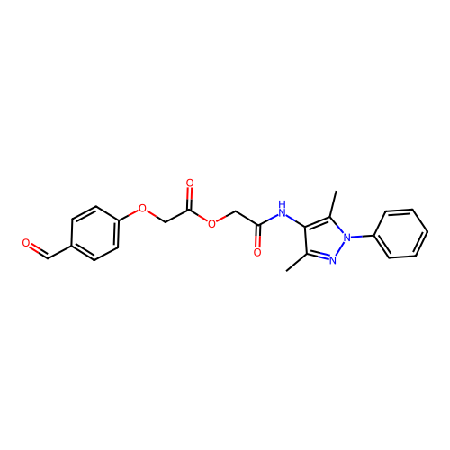 [2-[(3,5-dimethyl-1-phenylpyrazol-4-yl)amino]-2-oxoethyl] 2-(4-formylphenoxy)acetate structure